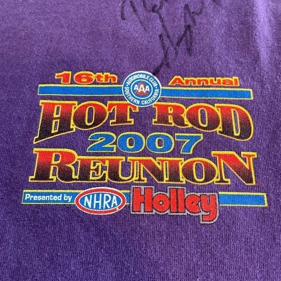 Vintage Robert Hight Autographed T-Shirt XL John Force Racing Hot Rod NHRA Y2K - Picture 3 of 13